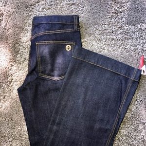 Tory Burch NWT Dark Wash High Rise Denim Flare